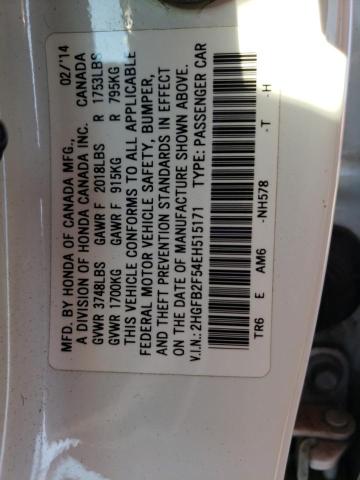 Photo 11 VIN: 2HGFB2F54EH515171 - HONDA CIVIC LX 