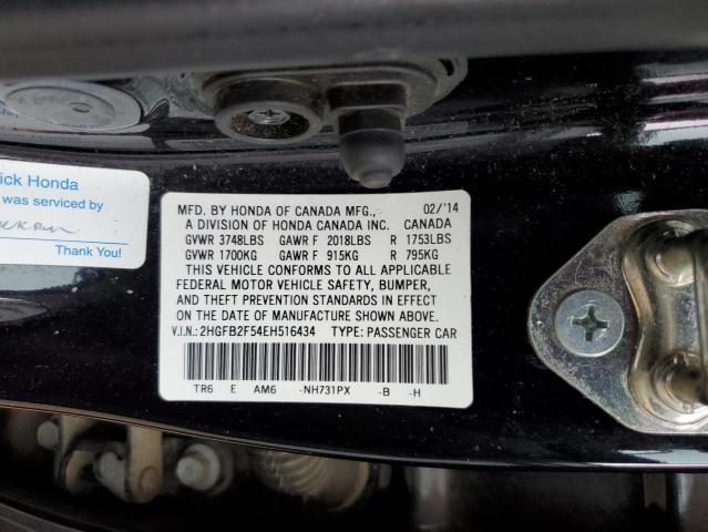 Photo 11 VIN: 2HGFB2F54EH516434 - HONDA CIVIC LX 