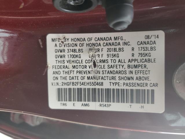 Photo 12 VIN: 2HGFB2F54EH550468 - HONDA CIVIC 