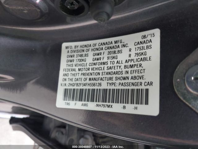 Photo 8 VIN: 2HGFB2F54FH556126 - HONDA CIVIC 