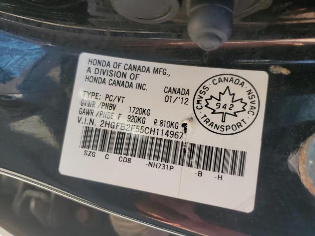 Photo 12 VIN: 2HGFB2F55CH114967 - HONDA CIVIC LX 