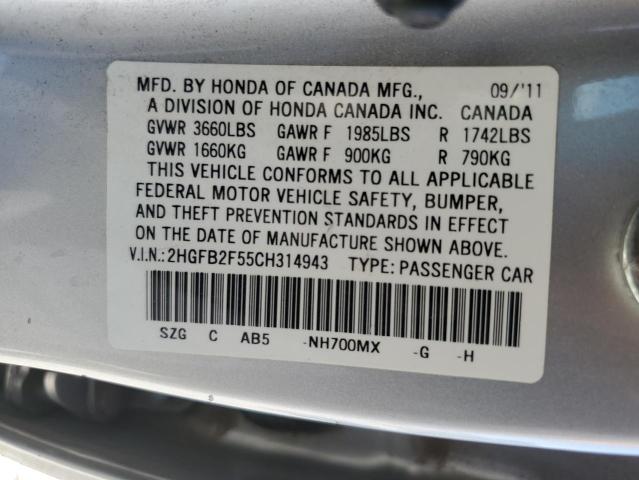 Photo 11 VIN: 2HGFB2F55CH314943 - HONDA CIVIC LX 