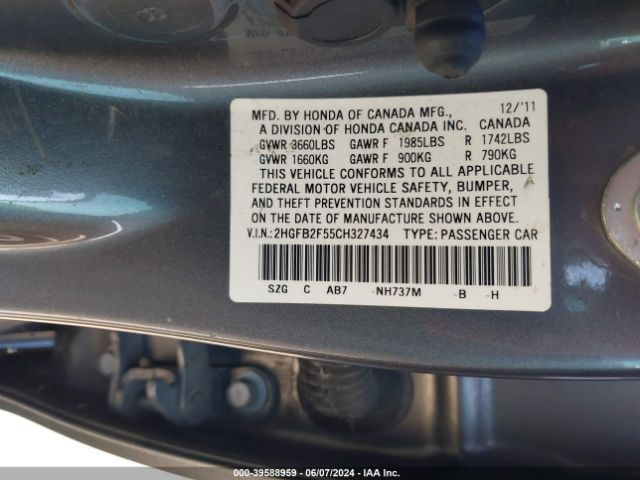 Photo 8 VIN: 2HGFB2F55CH327434 - HONDA CIVIC 