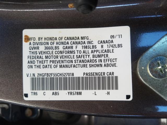 Photo 9 VIN: 2HGFB2F55CH527018 - HONDA CIVIC LX 