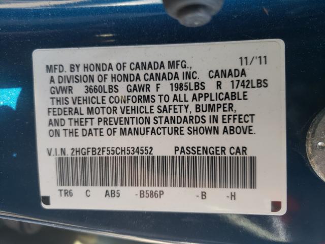 Photo 9 VIN: 2HGFB2F55CH534552 - HONDA CIVIC LX 