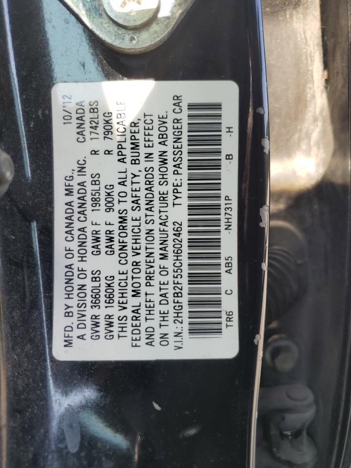 Photo 12 VIN: 2HGFB2F55CH602462 - HONDA CIVIC 