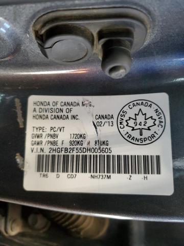 Photo 12 VIN: 2HGFB2F55DH005605 - HONDA CIVIC LX 