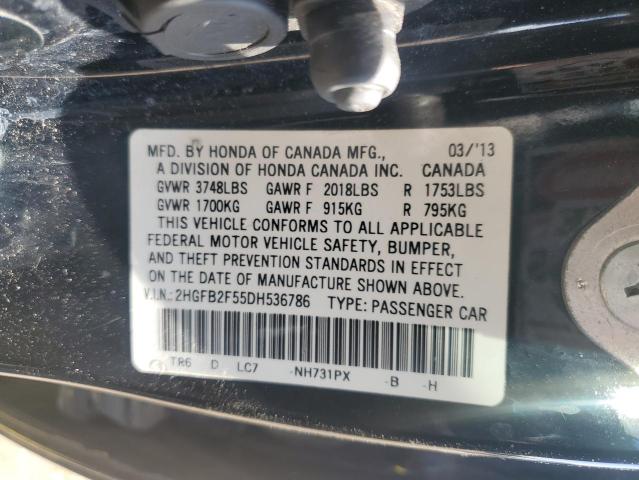 Photo 11 VIN: 2HGFB2F55DH536786 - HONDA CIVIC LX 