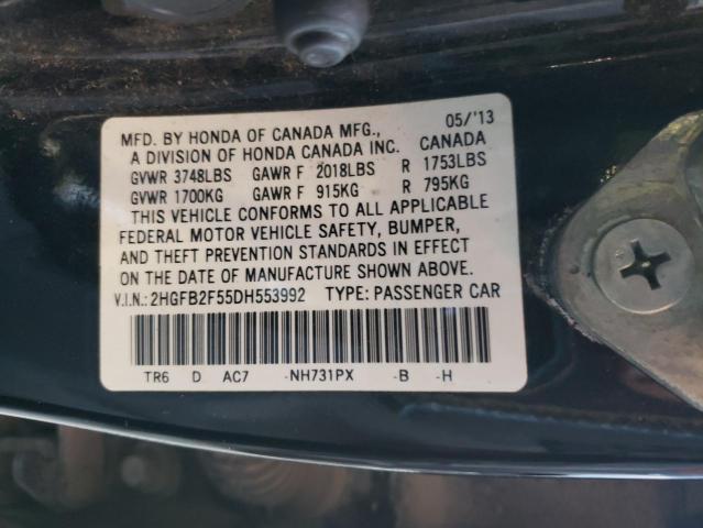 Photo 9 VIN: 2HGFB2F55DH553992 - HONDA CIVIC LX 