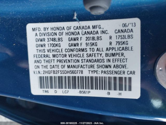 Photo 8 VIN: 2HGFB2F55DH560778 - HONDA CIVIC 