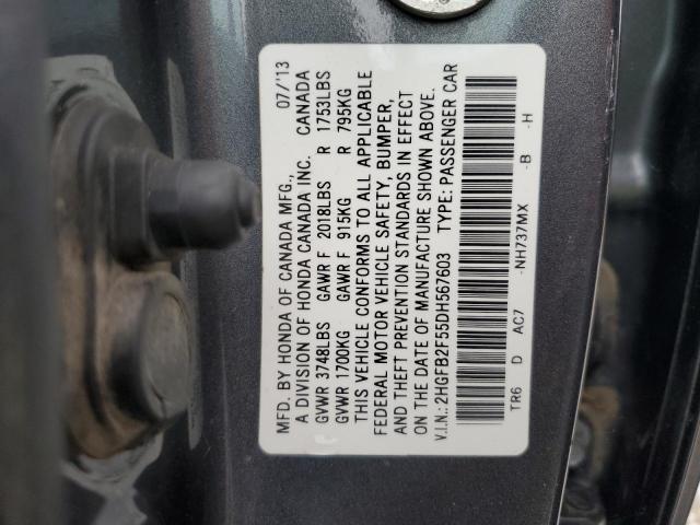 Photo 12 VIN: 2HGFB2F55DH567603 - HONDA CIVIC 