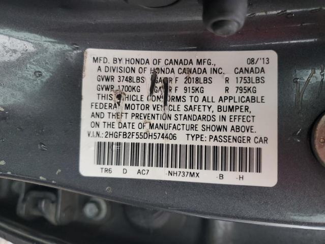 Photo 11 VIN: 2HGFB2F55DH574406 - HONDA CIVIC 