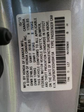 Photo 11 VIN: 2HGFB2F55DH594154 - HONDA CIVIC LX 