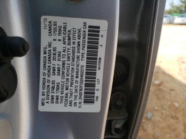 Photo 9 VIN: 2HGFB2F55DH602270 - HONDA CIVIC LX 