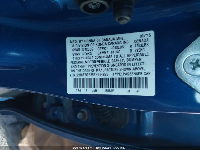 Photo 8 VIN: 2HGFB2F55FH554885 - HONDA CIVIC 