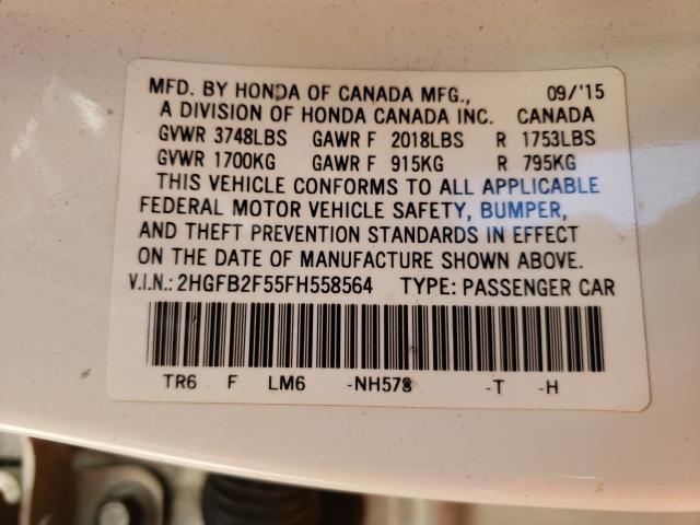 Photo 9 VIN: 2HGFB2F55FH558564 - HONDA CIVIC LX 