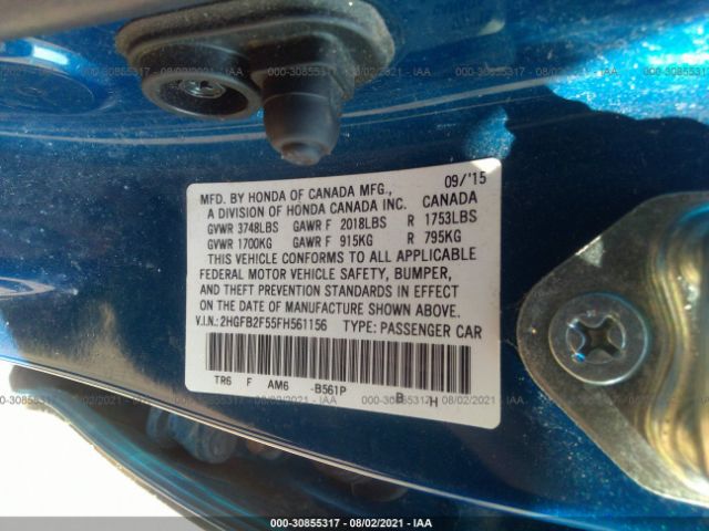 Photo 8 VIN: 2HGFB2F55FH561156 - HONDA CIVIC SEDAN 