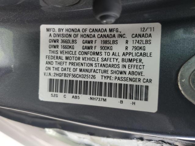 Photo 12 VIN: 2HGFB2F56CH325126 - HONDA CIVIC LX 