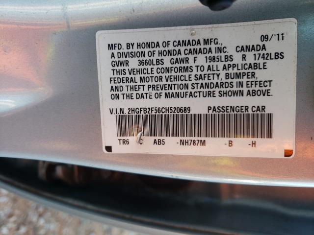 Photo 9 VIN: 2HGFB2F56CH520689 - HONDA CIVIC LX 