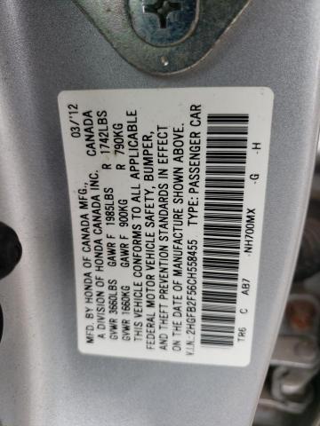 Photo 11 VIN: 2HGFB2F56CH558455 - HONDA CIVIC LX 