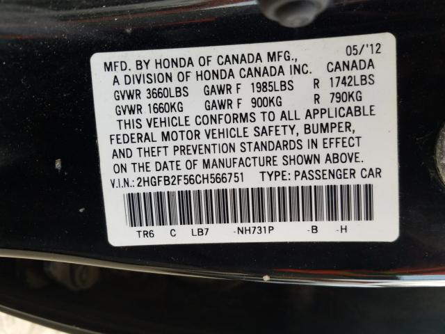 Photo 9 VIN: 2HGFB2F56CH566751 - HONDA CIVIC LX 