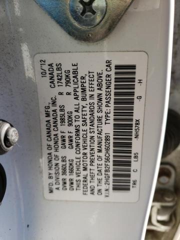 Photo 11 VIN: 2HGFB2F56CH602891 - HONDA CIVIC LX 