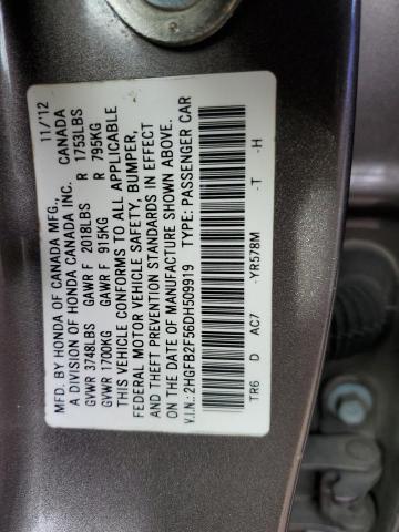 Photo 12 VIN: 2HGFB2F56DH509919 - HONDA CIVIC 