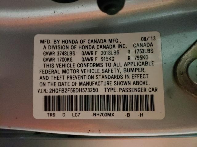 Photo 9 VIN: 2HGFB2F56DH573250 - HONDA CIVIC LX 