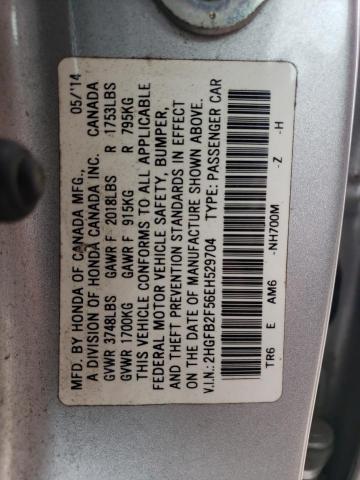 Photo 11 VIN: 2HGFB2F56EH529704 - HONDA CIVIC LX 