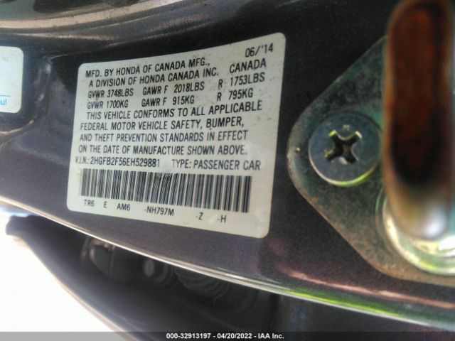 Photo 8 VIN: 2HGFB2F56EH529881 - HONDA CIVIC SEDAN 