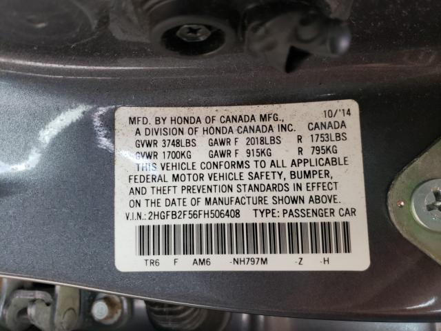 Photo 9 VIN: 2HGFB2F56FH506408 - HONDA CIVIC LX 