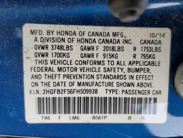 Photo 11 VIN: 2HGFB2F56FH509938 - HONDA CIVIC 