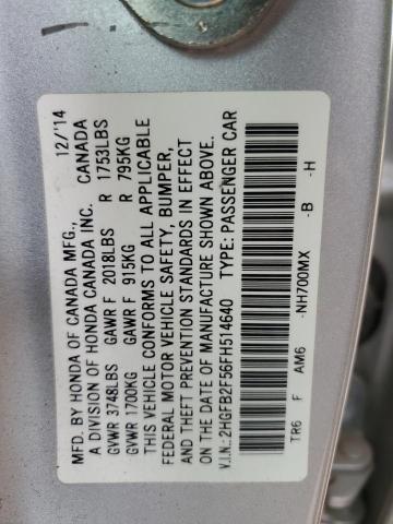 Photo 11 VIN: 2HGFB2F56FH514640 - HONDA CIVIC 