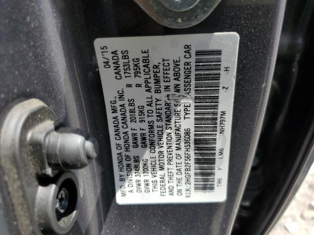 Photo 11 VIN: 2HGFB2F56FH536086 - HONDA CIVIC 