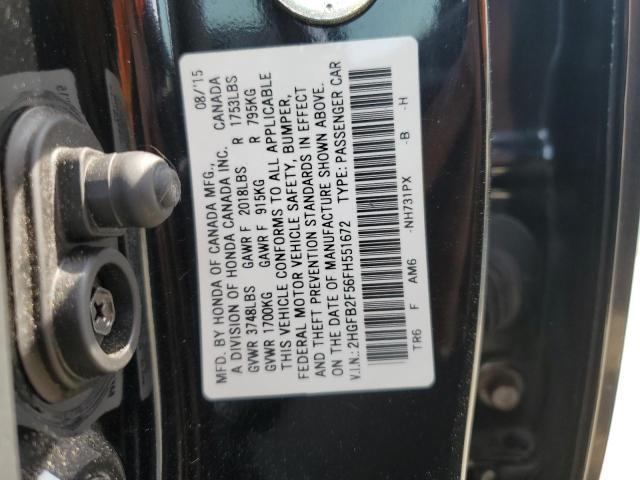 Photo 11 VIN: 2HGFB2F56FH551672 - HONDA CIVIC LX 