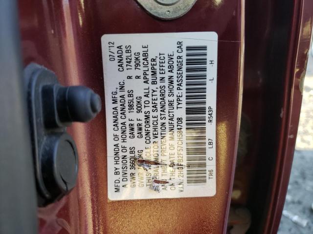 Photo 11 VIN: 2HGFB2F57CH584708 - HONDA CIVIC 