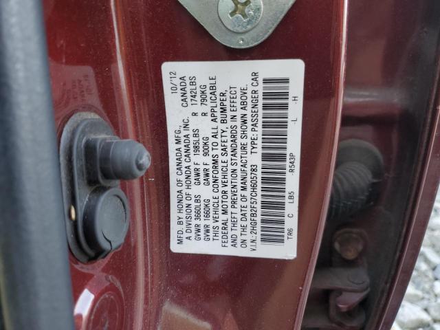 Photo 11 VIN: 2HGFB2F57CH605783 - HONDA CIVIC LX 