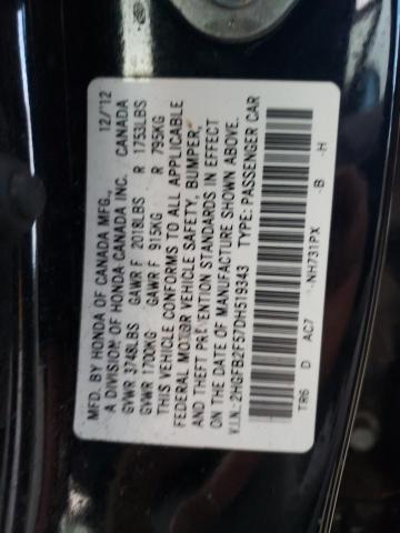 Photo 11 VIN: 2HGFB2F57DH519343 - HONDA CIVIC LX 