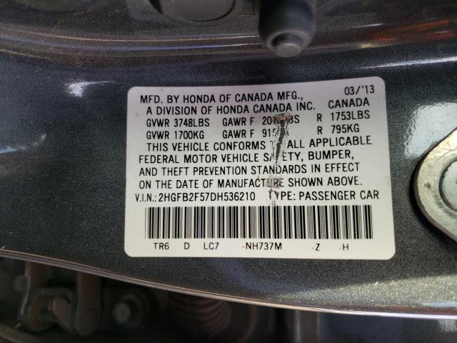 Photo 9 VIN: 2HGFB2F57DH536210 - HONDA CIVIC 