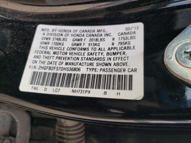 Photo 11 VIN: 2HGFB2F57DH536806 - HONDA CIVIC LX 