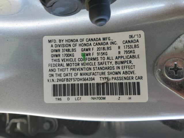 Photo 12 VIN: 2HGFB2F57DH564394 - HONDA CIVIC LX 