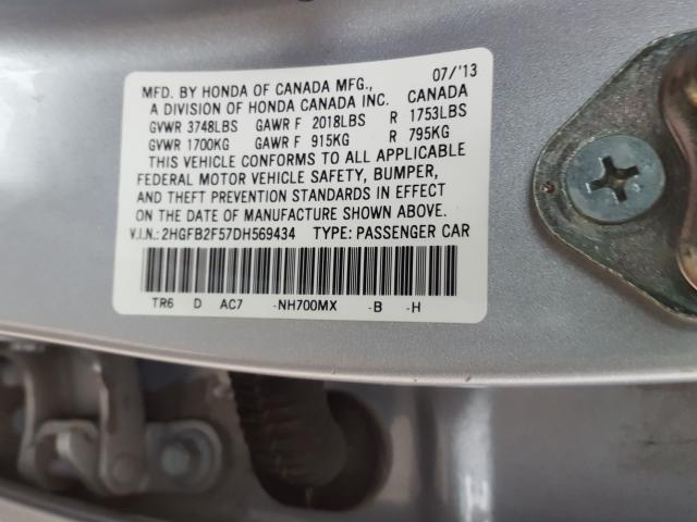 Photo 9 VIN: 2HGFB2F57DH569434 - HONDA CIVIC LX 