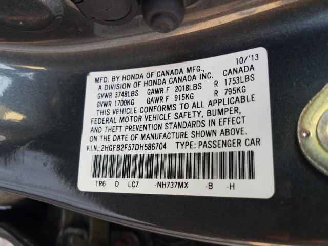 Photo 9 VIN: 2HGFB2F57DH586704 - HONDA CIVIC LX 