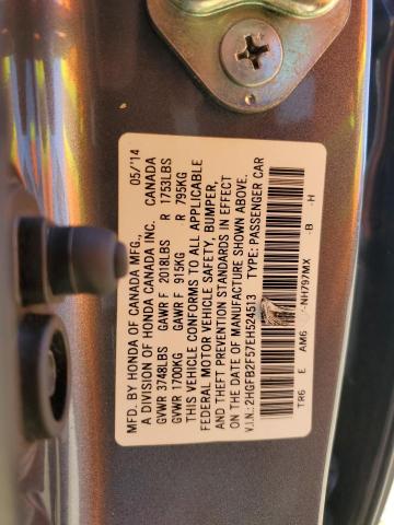 Photo 11 VIN: 2HGFB2F57EH524513 - HONDA CIVIC LX 