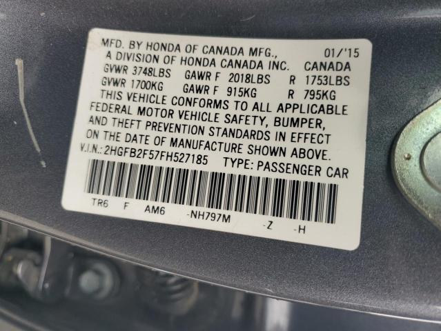 Photo 12 VIN: 2HGFB2F57FH527185 - HONDA CIVIC LX 