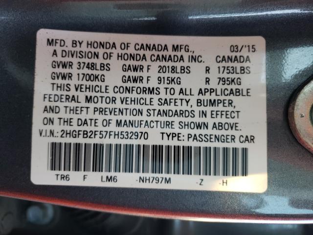 Photo 9 VIN: 2HGFB2F57FH532970 - HONDA CIVIC LX 