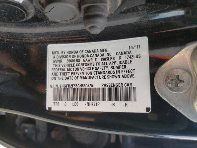 Photo 9 VIN: 2HGFB2F58CH530575 - HONDA CIVIC LX 