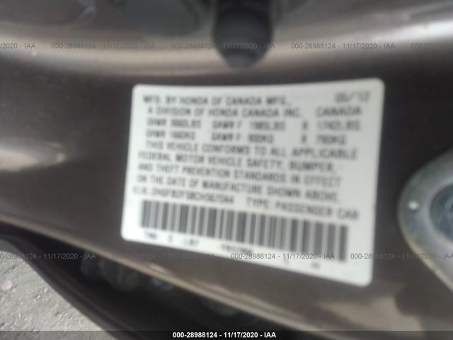 Photo 8 VIN: 2HGFB2F58CH567044 - HONDA CIVIC SDN 