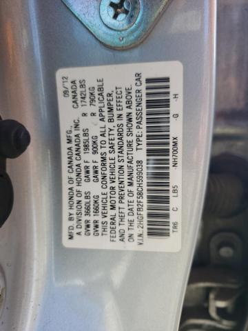 Photo 9 VIN: 2HGFB2F58CH599038 - HONDA CIVIC LX 