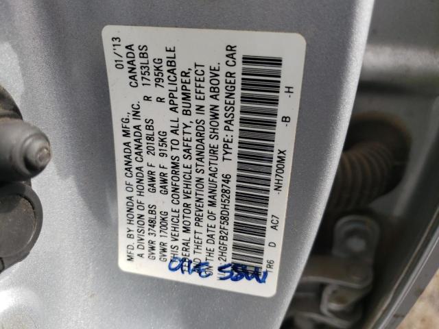 Photo 9 VIN: 2HGFB2F58DH528746 - HONDA CIVIC LX 